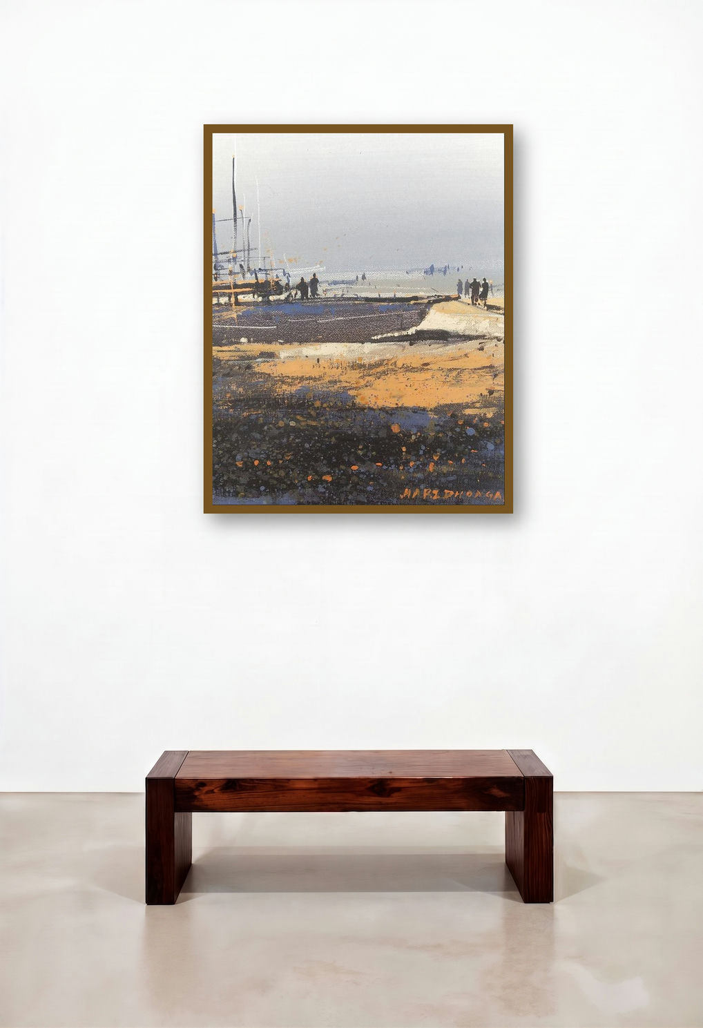 Untitled 22 (Misty Morning) by artist Hari Dhongade displayed in a Luxury Living Room