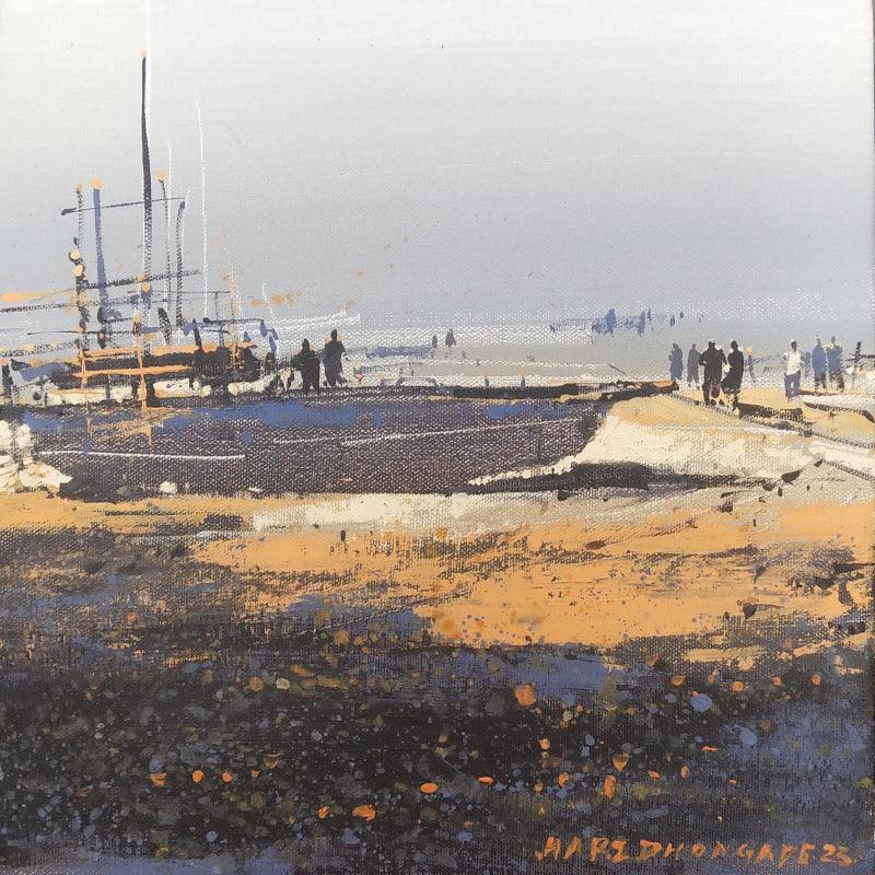 Seascape acrylic painting titled 'Untitled 22', 12x12 inches, by artist Hari Dhongade on Canvas