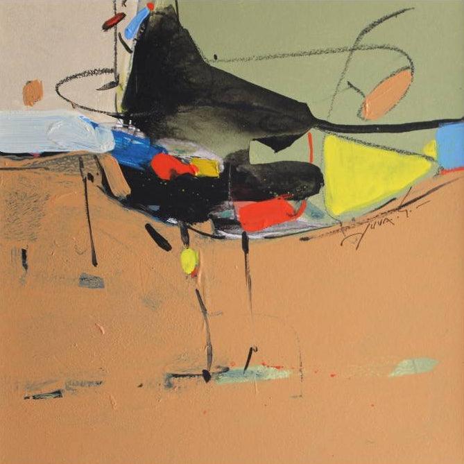 Abstract acrylic painting titled 'Untitled 22', 10x10 inches, by artist Yuvraj Devkar on Paper