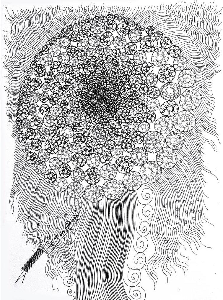 Abstract mixed media drawing titled 'Untitled 22', 15x11 inches, by artist Krishnaprakash Vasant Martand on Canson Paper