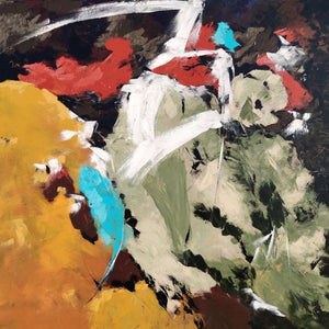 Abstract acrylic painting titled 'Untitled 23', 48x48 inches, by artist Sanjay Dhawale on Canvas