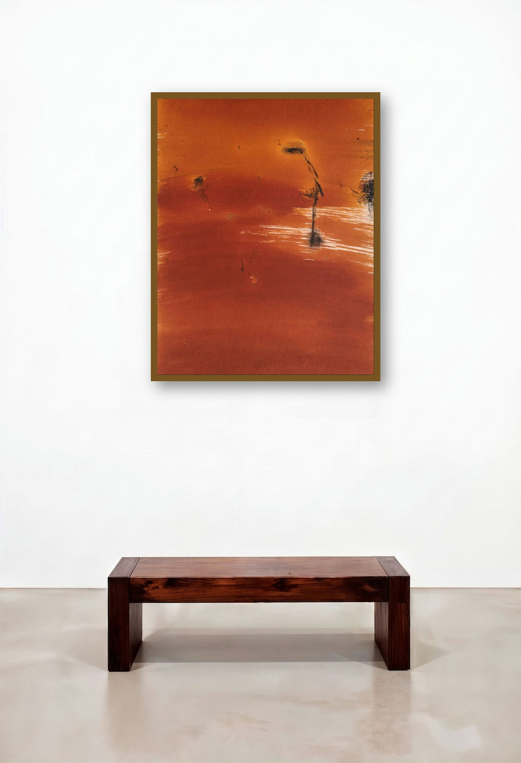 Untitled 23 (Sun-Kissed Solitude) by artist Hemant Dhane displayed in a Luxury Hallway
