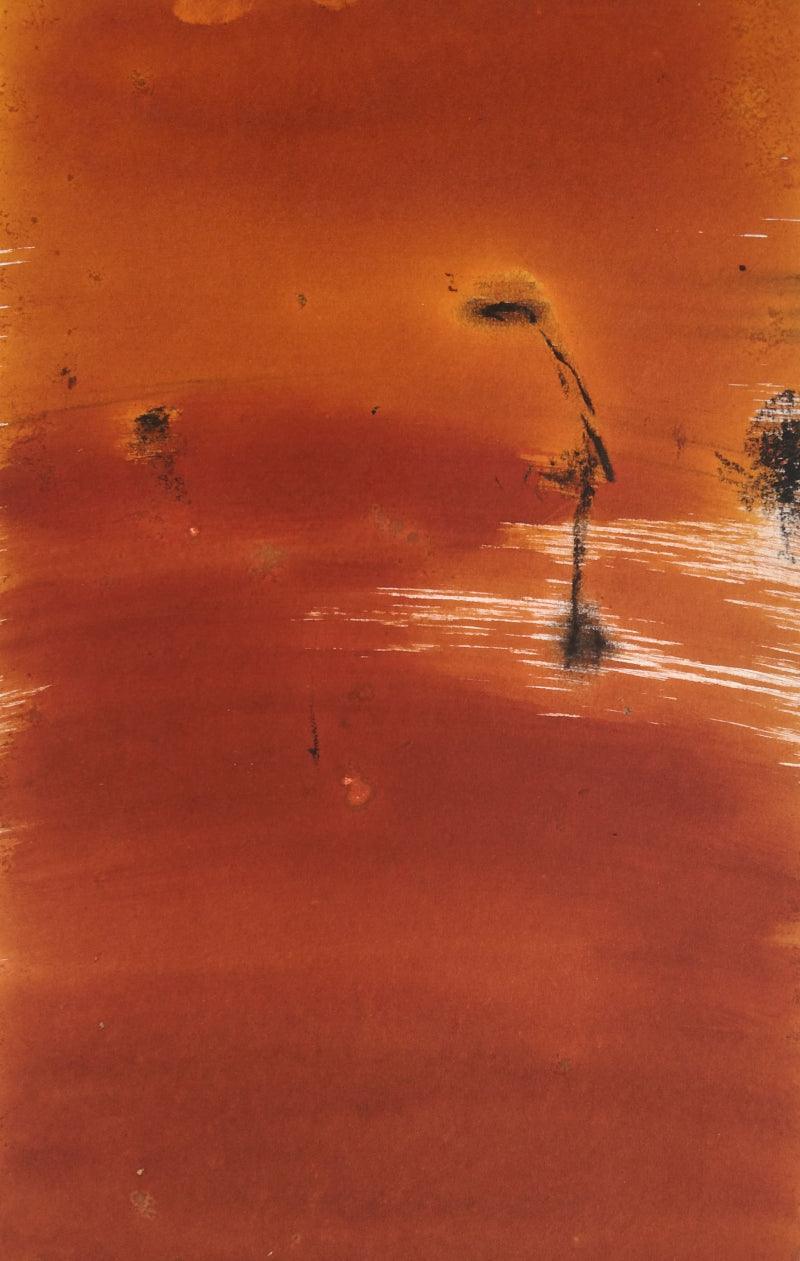 Abstract mixed media painting titled 'Untitled 23', 12x7 inches, by artist Hemant Dhane on Paper