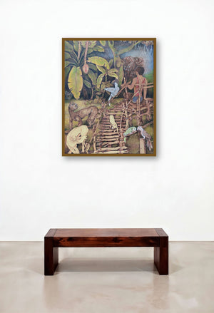 Untitled 23 (The Enchanting Forest**) by artist Gouri Vemula displayed in a Japandi Penthouse