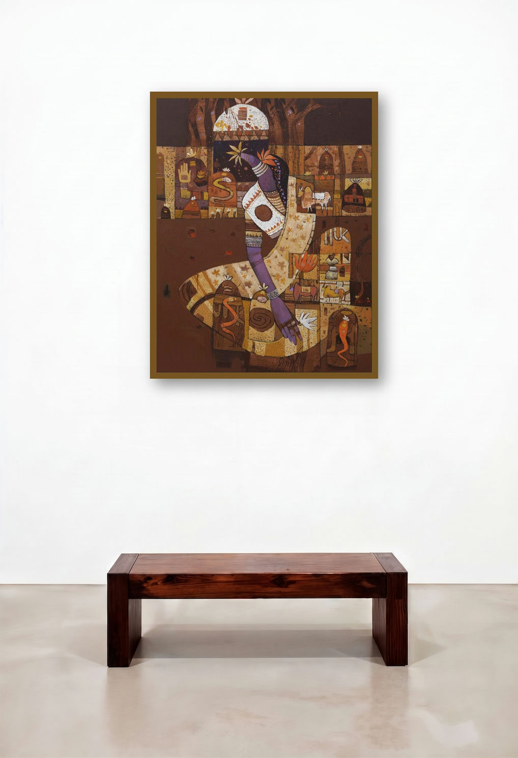 Untitled 23 (Rural Reverence**) by artist Vaishali Patil displayed in a Modern Executive Office