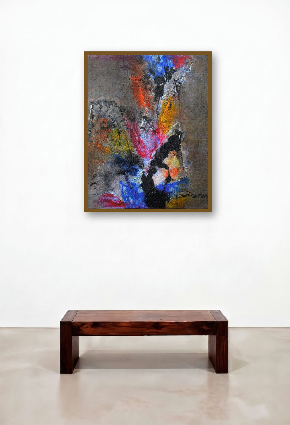 Untitled 24 (The Inner Flame) by artist Umesh Patil displayed in a Luxury Living Room