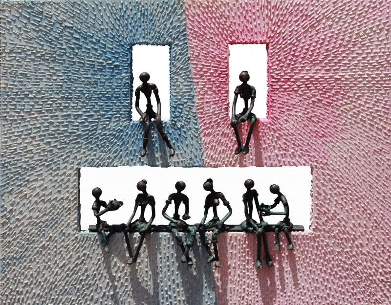 Mural sculpture titled 'Untitled 24', 24x30x2 inches, by artist Prabhakar Singh on Canvas Gesso, Metal