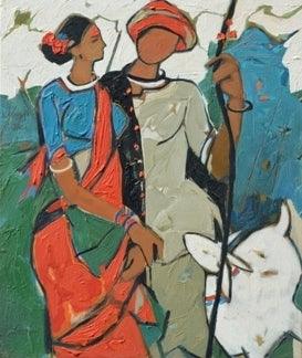 Figurative oil painting titled 'Untitled 24', 24x20 inches, by artist Sanjiv Sankpal on Canvas