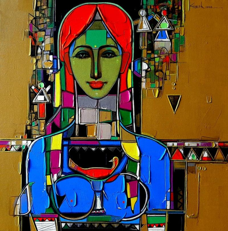 Figurative acrylic painting titled 'Untitled 24', 30x30 inches, by artist Girish Adannavar on Canvas