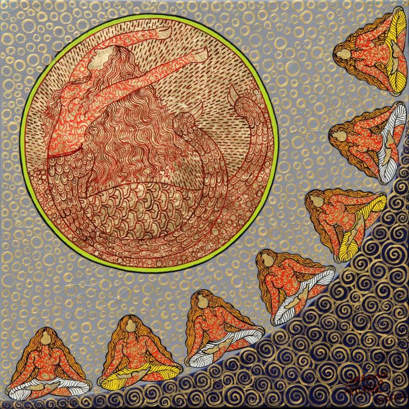 contemporary mixed media painting titled 'Untitled 25', 12x12 inches, by artist Seema Kohli on Canvas