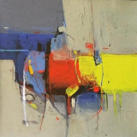 Abstract acrylic painting titled 'Untitled 25', 10x10 inches, by artist Yuvraj Devkar on Paper
