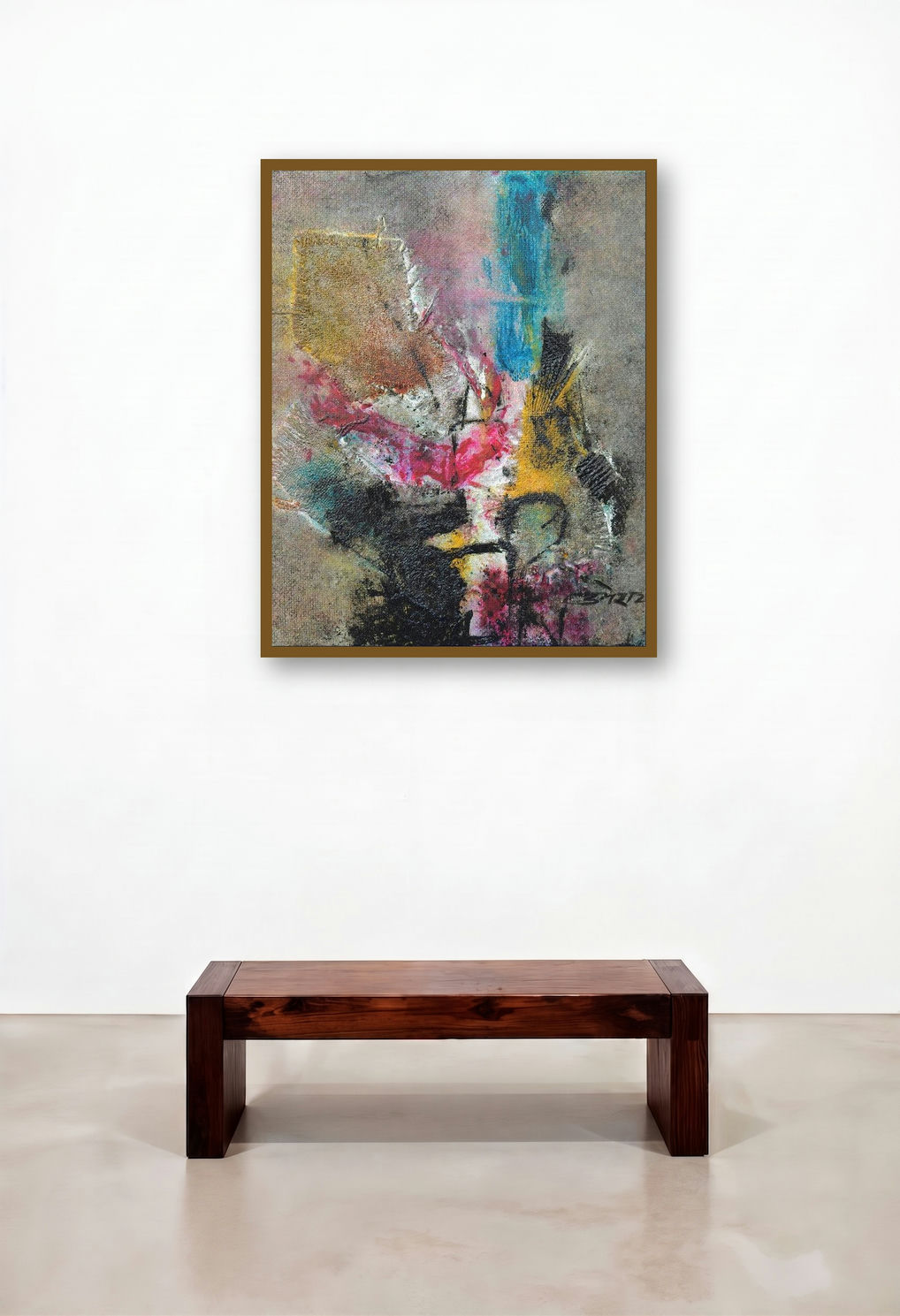 Untitled 25 (Inner Turmoil) by artist Umesh Patil displayed in a Urban Loft Dining Room