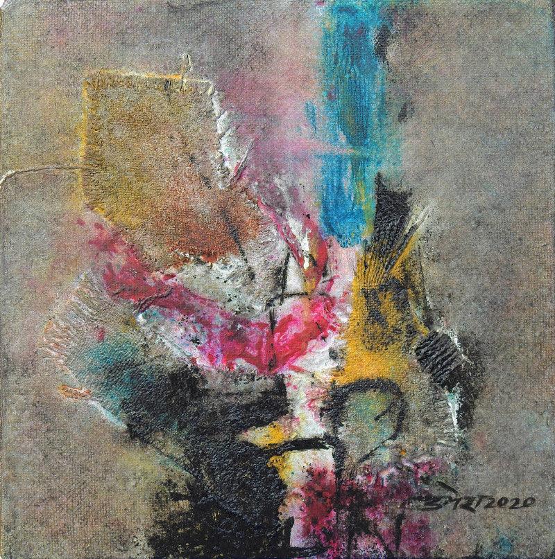 Abstract acrylic painting titled 'Untitled 25', 6x6 inches, by artist Umesh Patil on Canvas