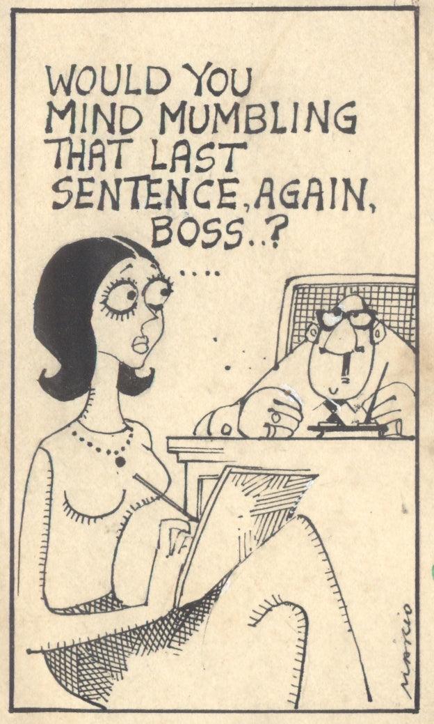 Figurative pen ink drawing titled 'Untitled 251', 5x3 inches, by artist Mario Miranda on Paper