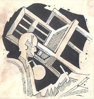 Figurative pen ink drawing titled 'Untitled 256', 4x4 inches, by artist Mario Miranda on Paper