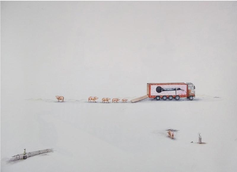 Animals watercolor painting titled 'Untitled 26', 22x28 inches, by artist Sanjay Kumar on Paper