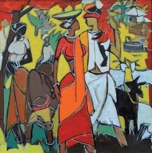 Figurative acrylic painting titled 'Untitled 26', 20x20 inches, by artist Sanjiv Sankpal on Canvas