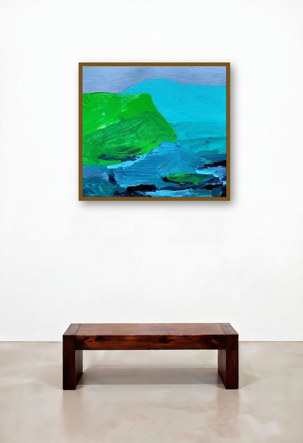 Untitled 26 (Verdant Horizon) by artist Makarand Rane displayed in a Art Deco Home Office