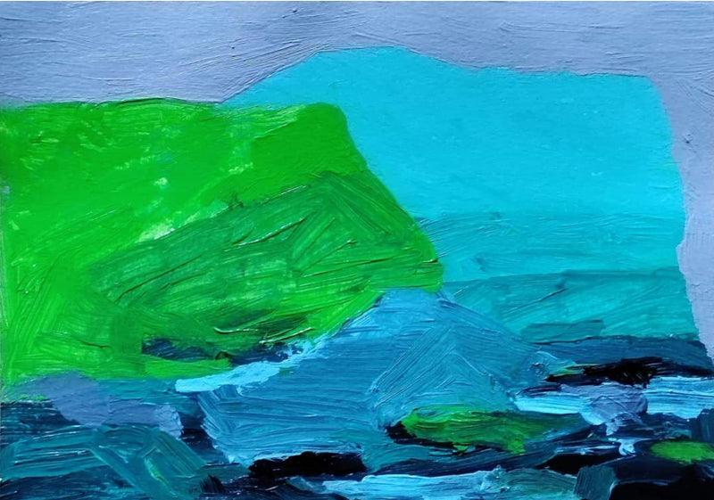 Abstract acrylic painting titled 'Untitled 26', 6x8 inches, by artist Makarand Rane on Paper