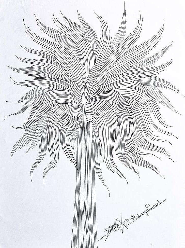 Nature mixed media drawing titled 'Untitled 27', 16x12 inches, by artist Krishnaprakash Vasant Martand on Canson Paper