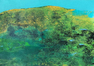 Untitled 27 (A Serene Landscape) by Makarand Rane, Original Acrylic Abstract Painting on Paper, X-Small Horizontal Wall Art