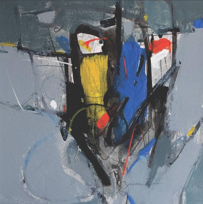 Abstract acrylic painting titled 'Untitled 28', 10x10 inches, by artist Yuvraj Devkar on Paper