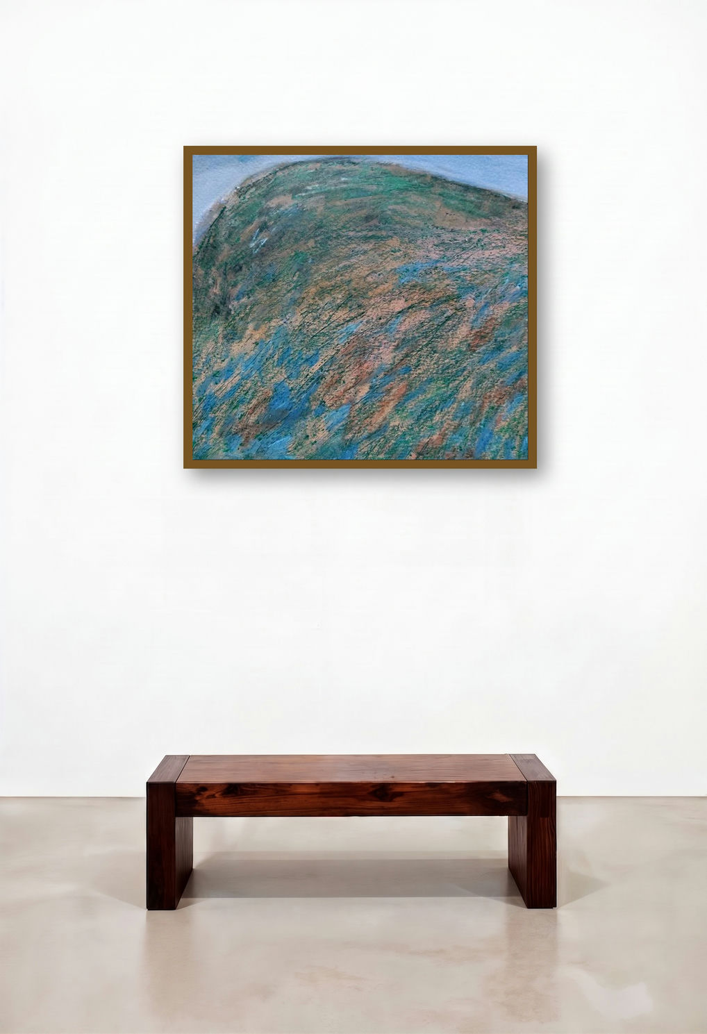 Untitled 29 (Hillside Reverie) by artist Makarand Rane displayed in a Designer Living Room