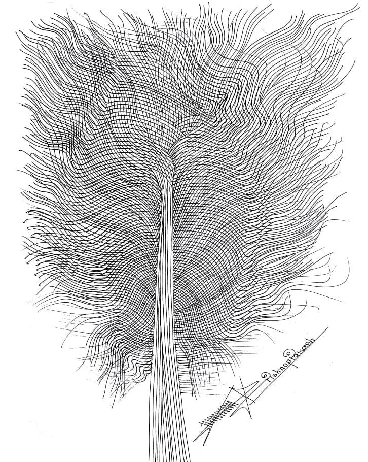 Nature mixed media drawing titled 'Untitled 29', 16x12 inches, by artist Krishnaprakash Vasant Martand on Canson Paper
