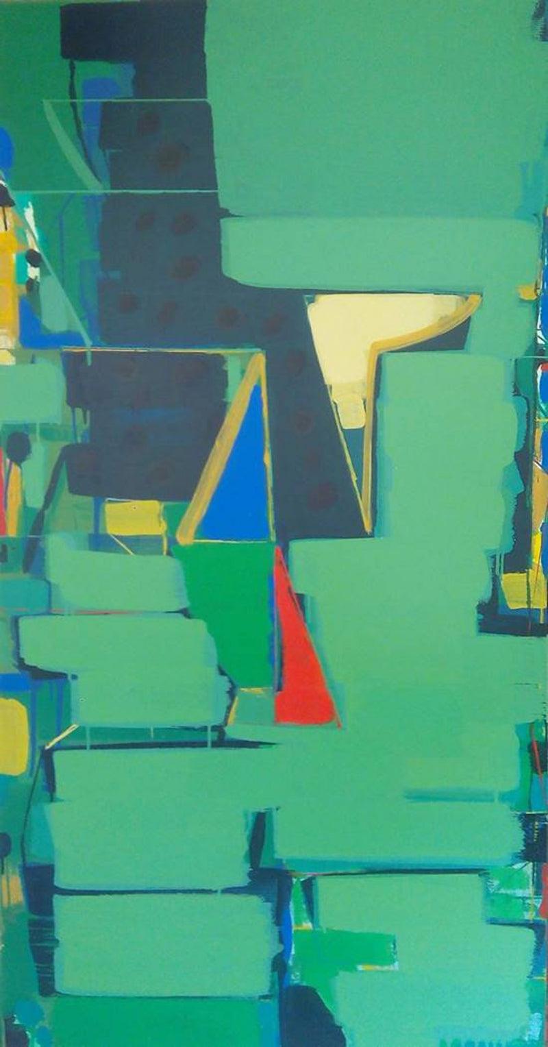 Abstract acrylic painting titled 'Untitled 3', 60x30 inches, by artist Ravindra Pawar on Canvas