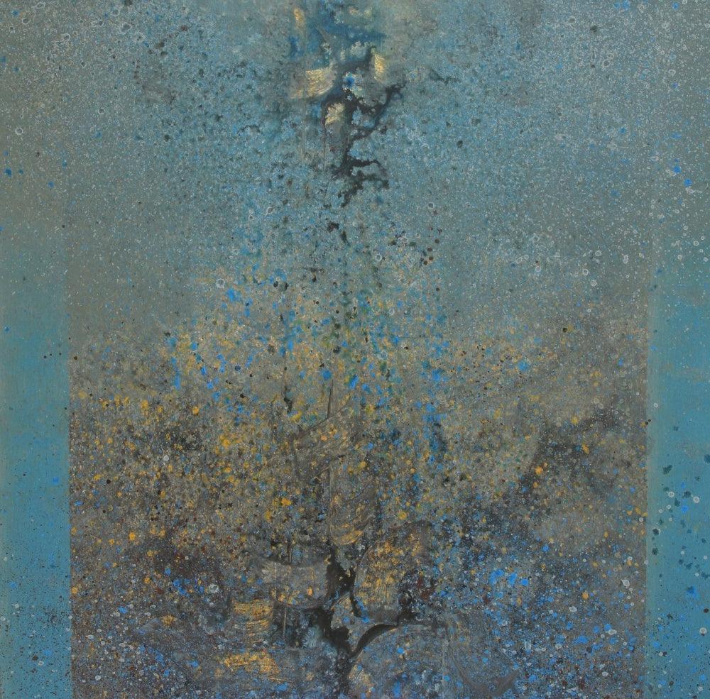 Abstract acrylic painting titled 'Untitled 3', 40x40 inches, by artist Shivaji Chavan on Canvas