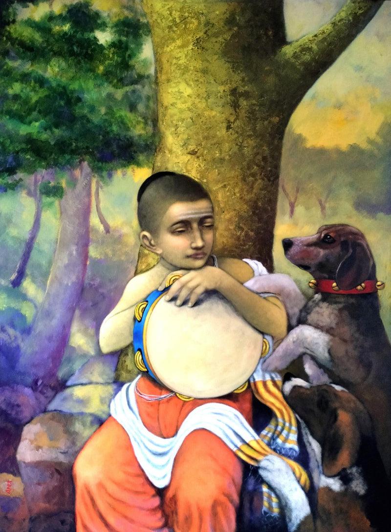 Figurative acrylic painting titled 'Untitled 3', 46x34 inches, by artist Apet Pramod on Canvas