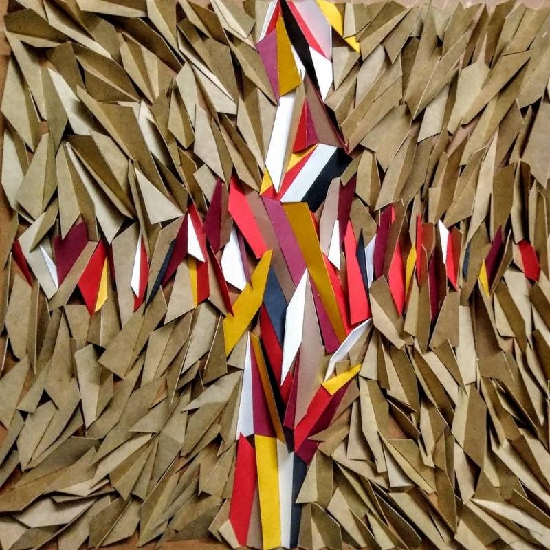 Abstract mixed media titled 'Untitled 3', 18x18 inches, by artist Ganesh Selvaraj on Board