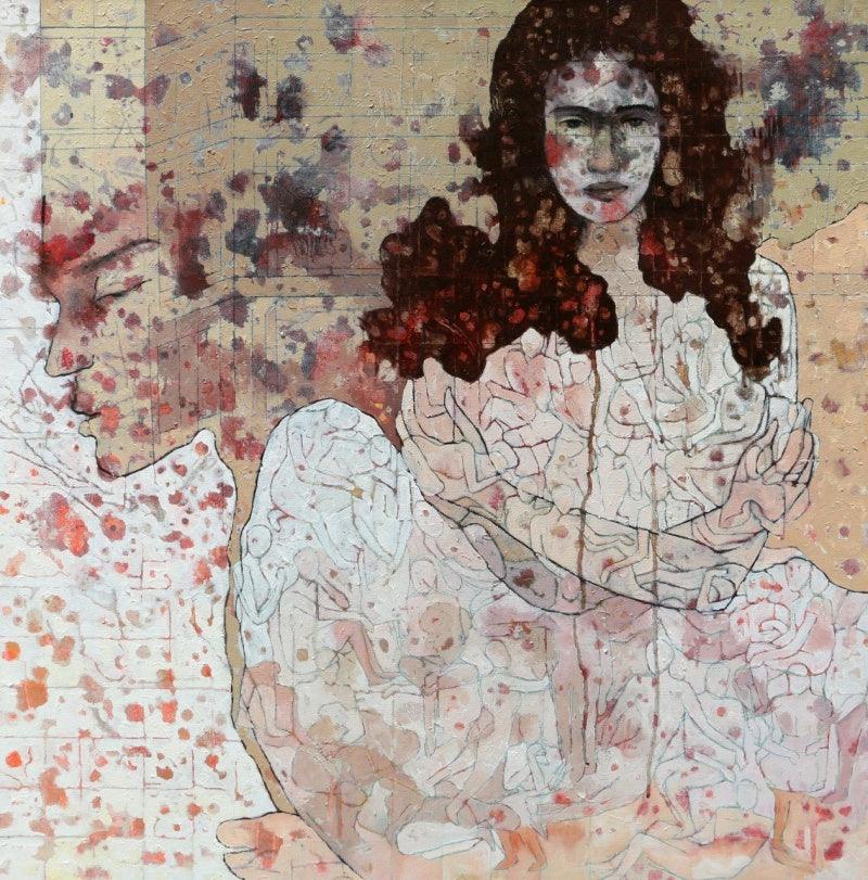 Figurative acrylic painting titled 'Untitled 3', 36x36 inches, by artist Swati Sable on Canvas