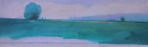 Landscape oil painting titled 'Untitled 3', 13x29 inches, by artist Dinesh Mane on Canvas