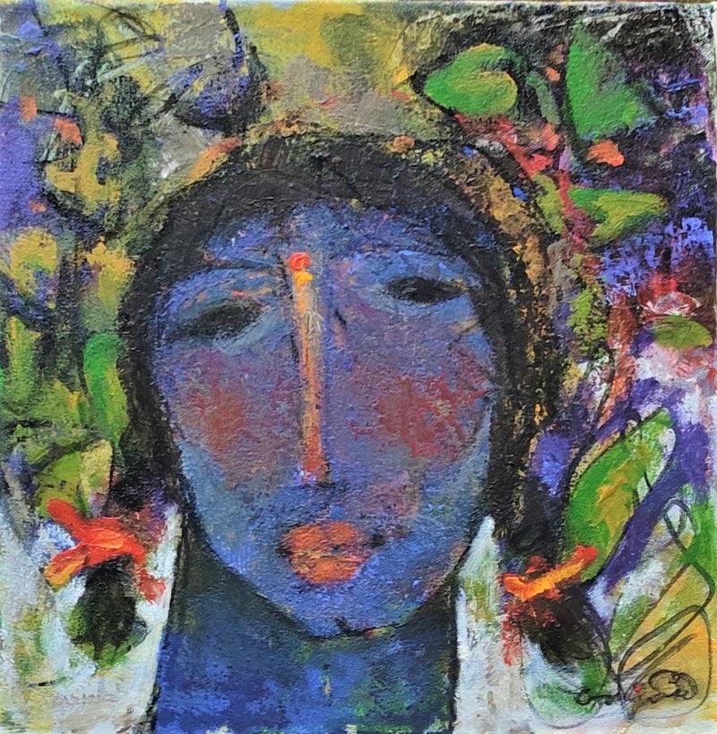 Figurative acrylic painting titled 'Untitled 3', 12x12 inches, by artist Ramesh Gujar on Canvas