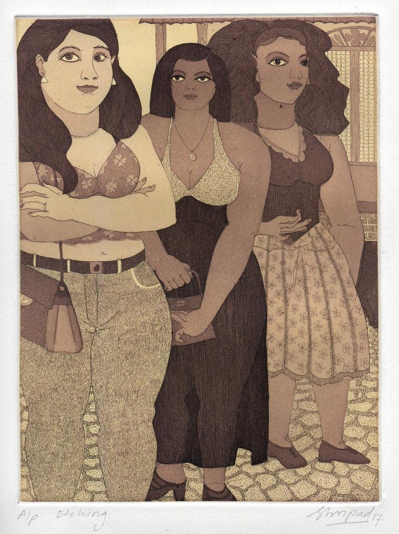 Figurative printmaking titled 'Untitled 3', 9x7 inches, by artist Shripad Gurav on Paper