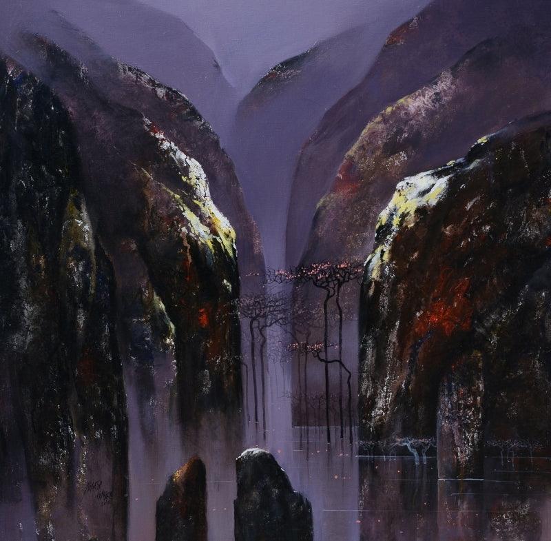 Landscape acrylic painting titled 'Untitled 3', 30x30 inches, by artist Nagesh Hankare on Canvas