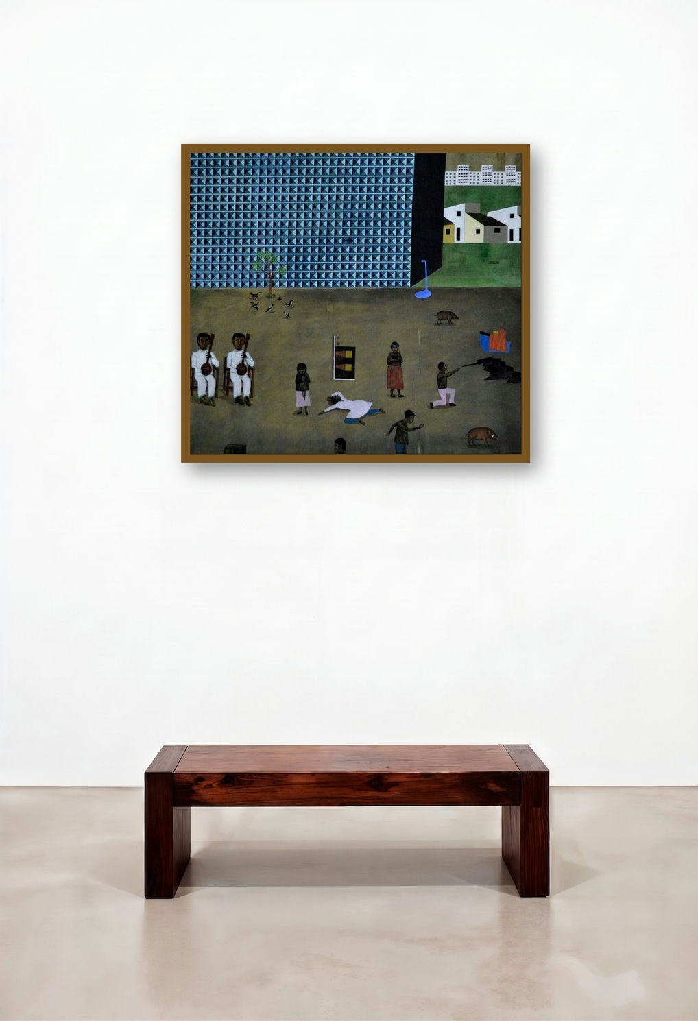 Untitled 3 (The Divided Landscape) by artist Haraprasad Tripathy displayed in a Rustic Hallway