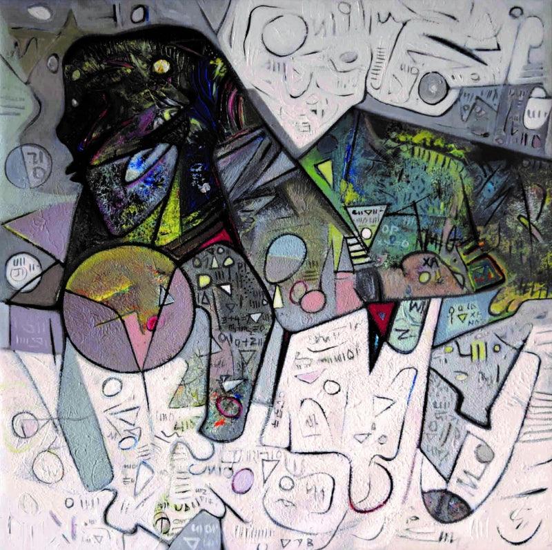 Abstract acrylic painting titled 'Untitled 3', 24x24 inches, by artist Rajesh Kumar Singh on Canvas