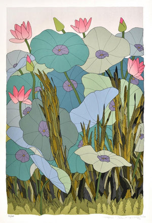 Nature serigraphs painting titled 'Untitled 3', 40x28 inches, by artist A. Ramachandran on Paper