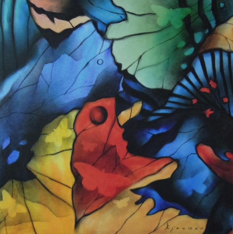 Nature acrylic charcoal painting titled 'Untitled 3', 20x20 inches, by artist Ajay De on Canvas