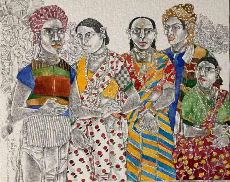 Figurative watercolor painting titled 'Untitled 3', 10x13 inches, by artist Laxma Goud on Paper