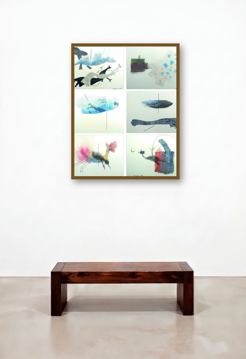 Untitled 3 (Expressive Abstractions) by artist Mohd Majeed Mansoori displayed in a Eclectic Reception Area