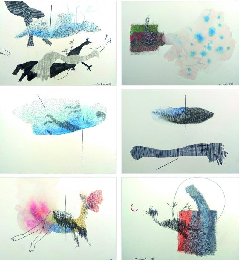 Abstract watercolor painting titled 'Untitled 3', 27x24 inches, by artist Mohd Majeed Mansoori on Paper