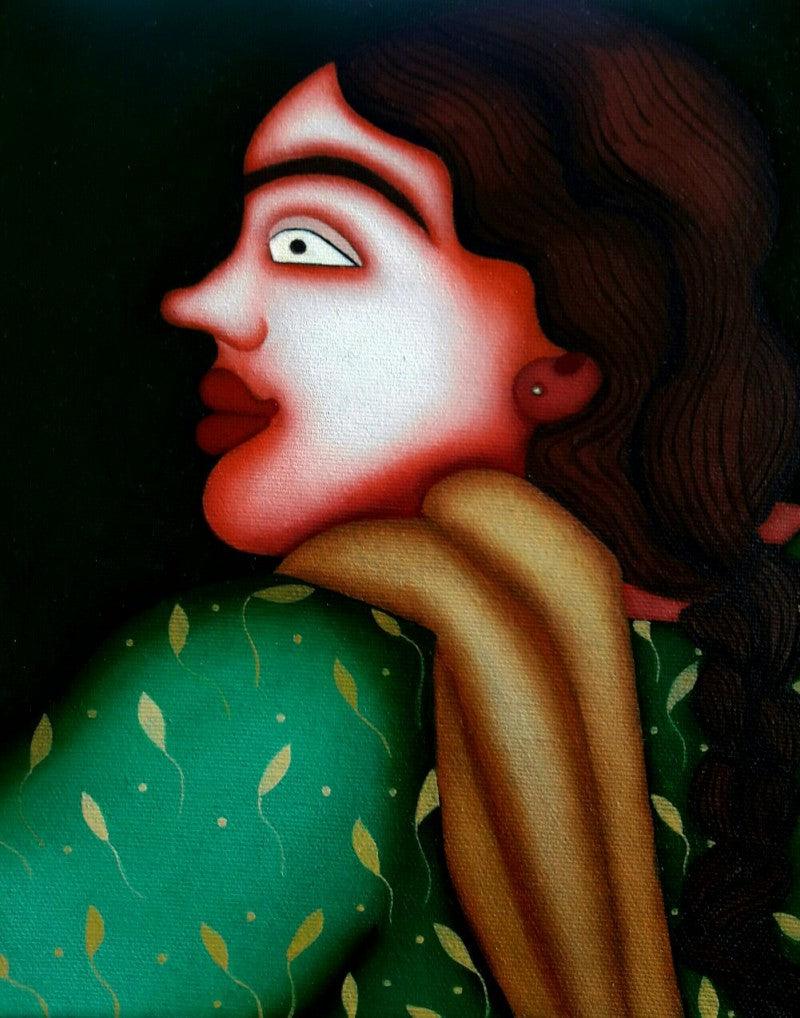 Figurative oil painting titled 'Untitled 3', 12x10 inches, by artist Jayita Borthakur on Canvas