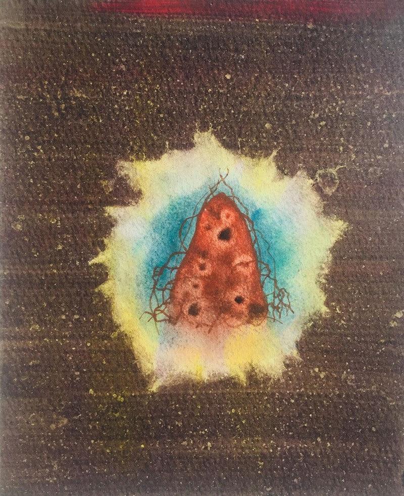 Abstract mixed media painting titled 'Untitled 3', 9x7 inches, by artist Midhun Gopi on Paper