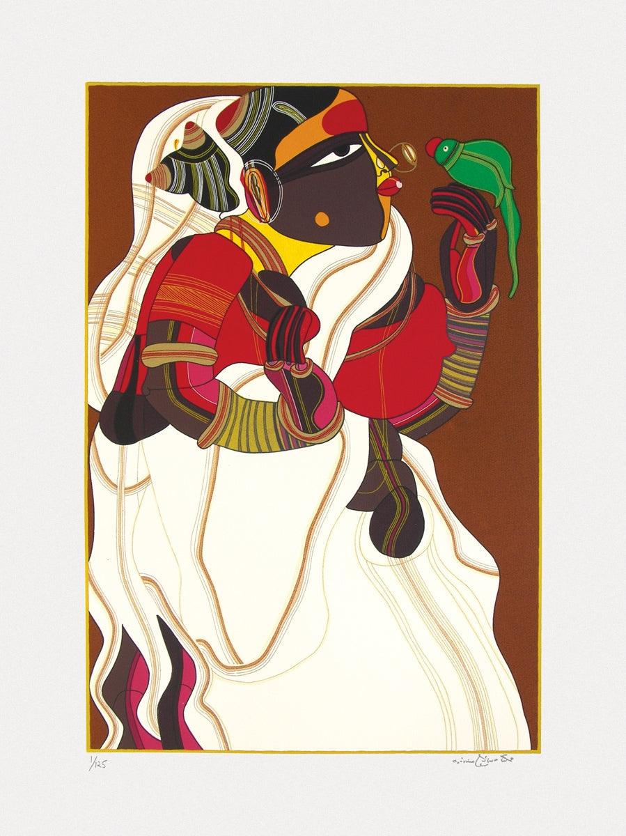 Figurative serigraphs painting titled 'Untitled 3', 30x22 inches, by artist Thota Vaikuntam on Paper