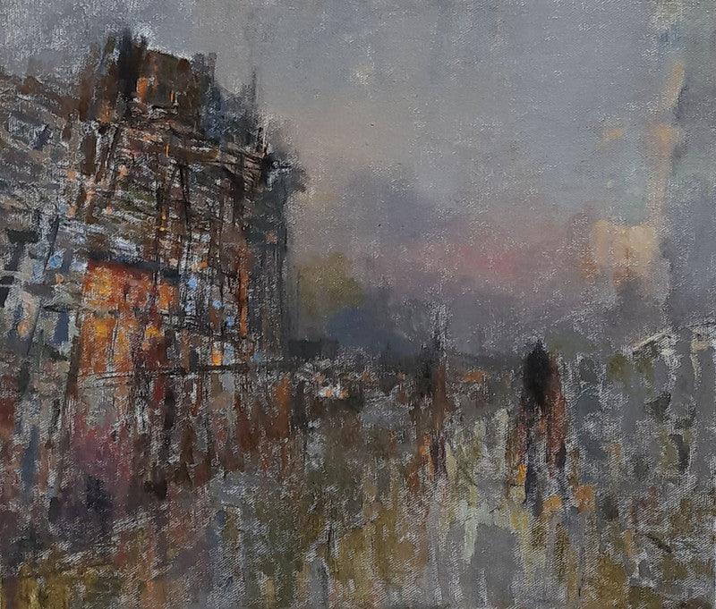 Abstract oil painting titled 'Untitled 3', 14x16 inches, by artist Ajay Deshpande on Canvas