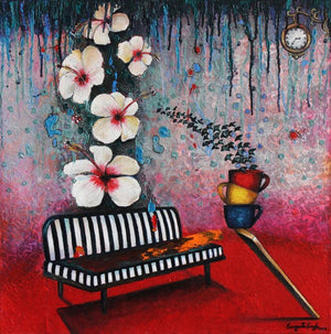 Nature acrylic painting titled 'Untitled 3', 24x24 inches, by artist Sangeeta Singh on Canvas