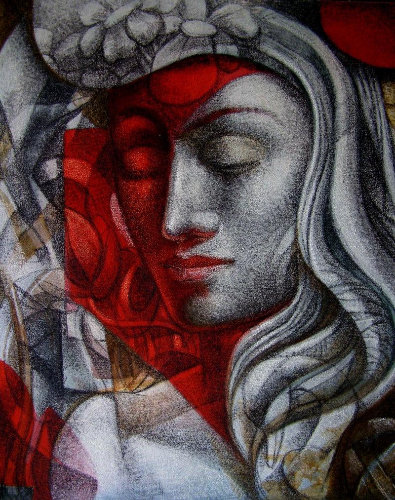 Figurative mixed media painting titled 'Untitled 3', 24x20 inches, by artist Arya Chowdhury on Canvas